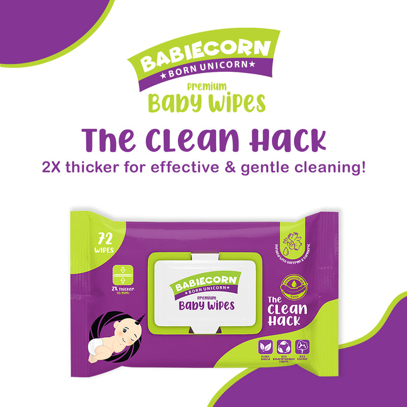 The Clean Hack Premium Biodegradable Baby Wipes Combo of 5 Packs